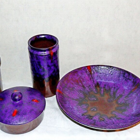 8 piece purple lava glaze Rosenthal Netter Italy Bitossi - Picture 4 of 4